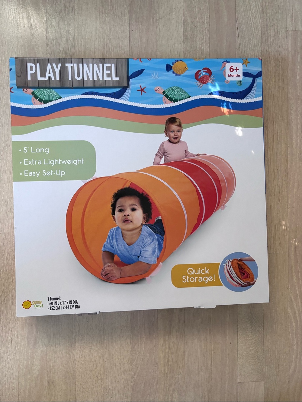 Sunny Days Foldable 5' Play Tunnel - Orange & Red